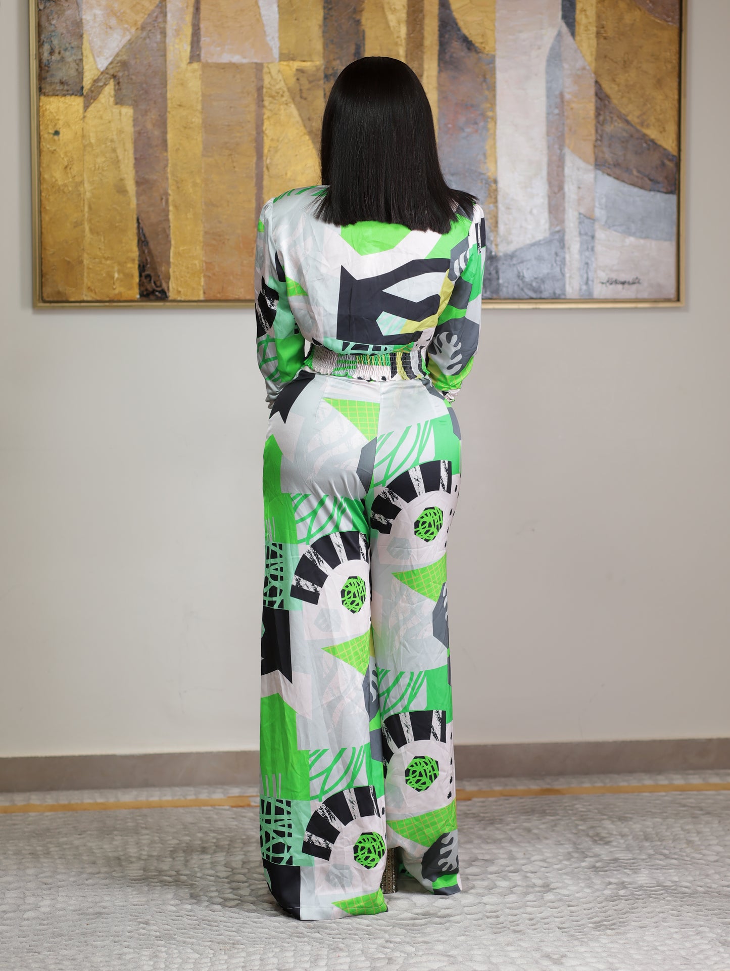 Stylish Green Patterned Jumpsuit Elegant and comfortable fashion wear
