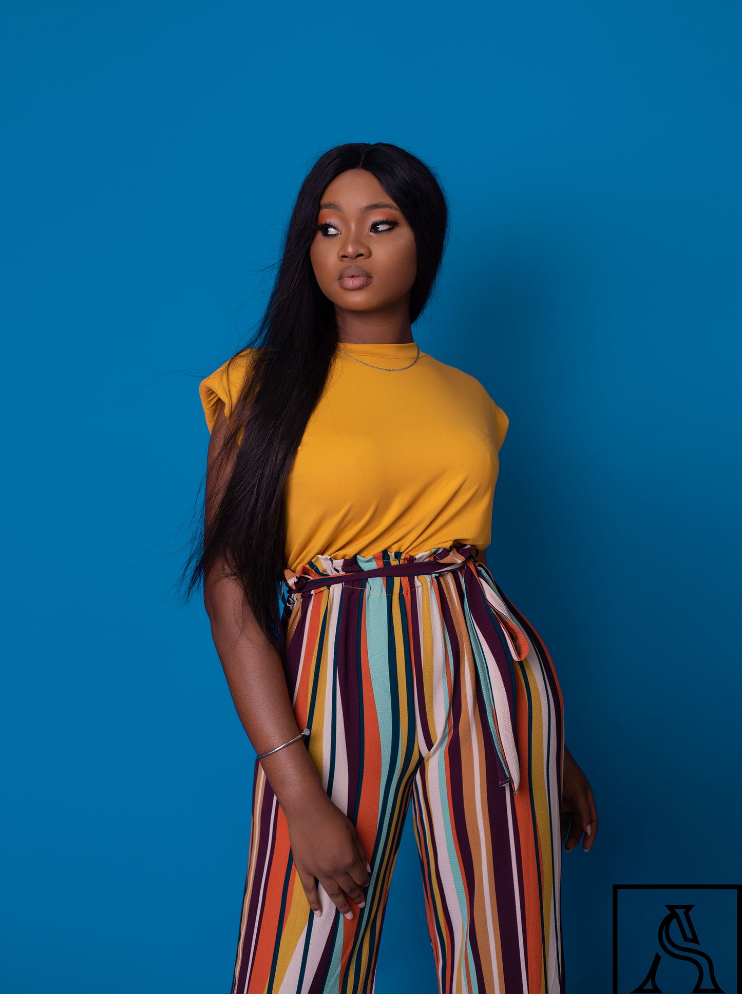 Striped High-Waist Pants Vibrant and stylish