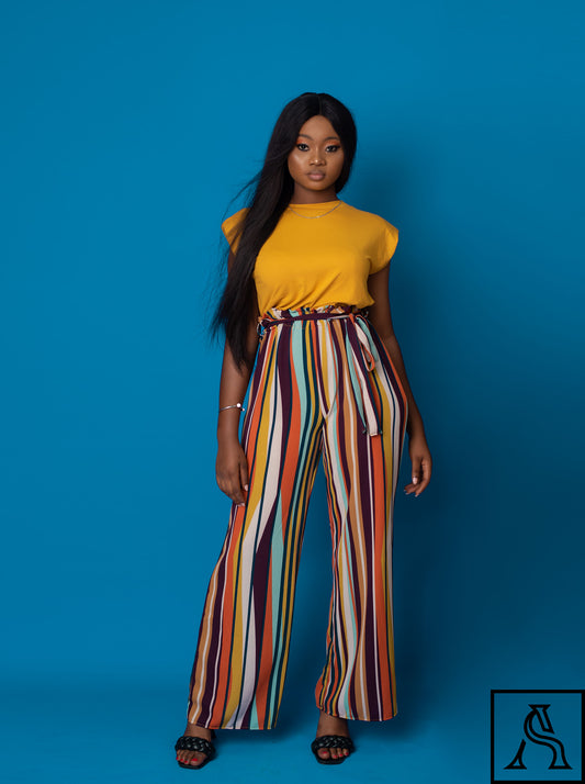 Striped High-Waist Pants Vibrant and stylish