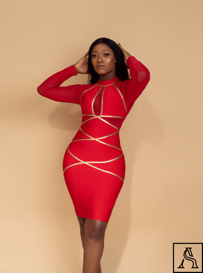 Red Bodycon Dress Elegant dress with unique design