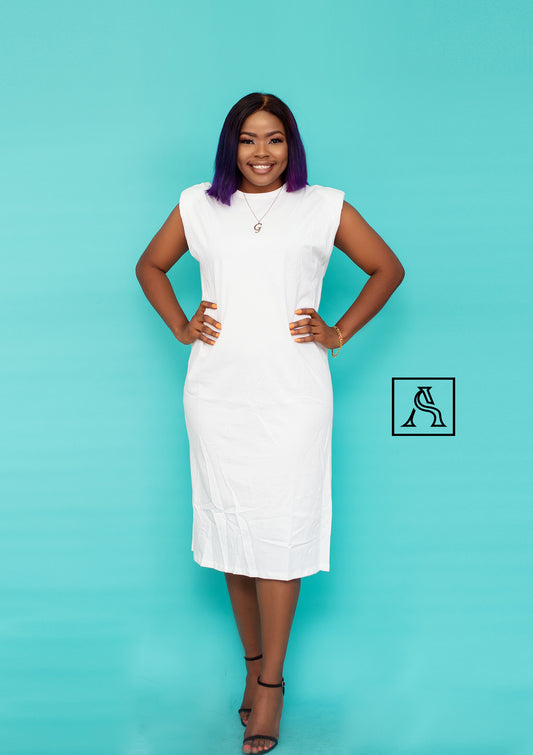 Elegant White Midi Dress A sophisticated addition to your wardrobe