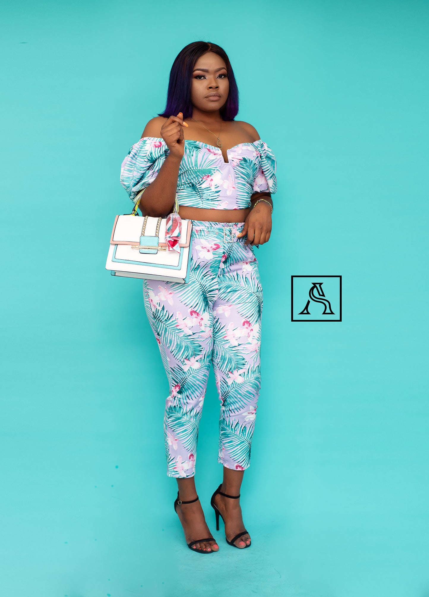 Floral Two-Piece Outfit Chic tropical co-ord set
