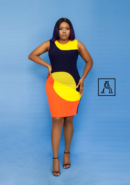 Color Block Dress Stylish and Vibrant Mid-Length Dress