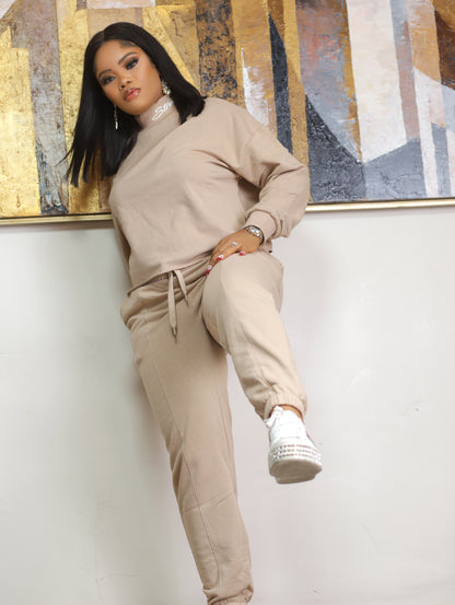 Beige Casual Tracksuit Comfortable and stylish loungewear set