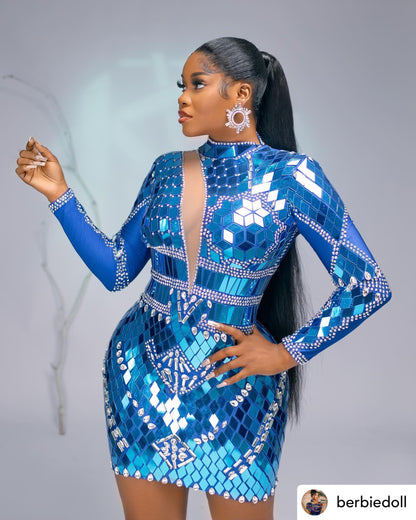 Cynex Stunning blue sequin dress perfect for parties and special occasionns