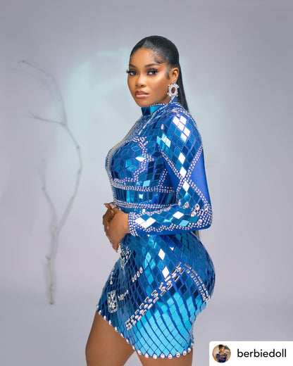 Cynex Stunning blue sequin dress perfect for parties and special occasionns