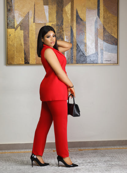 Elegant Red Suit Stylish Women's Formal Wear