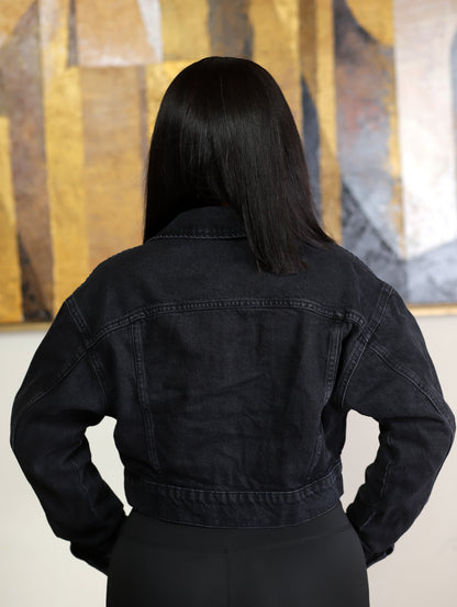 Stylish Black Denim Jacket Chic and versatile outerwear