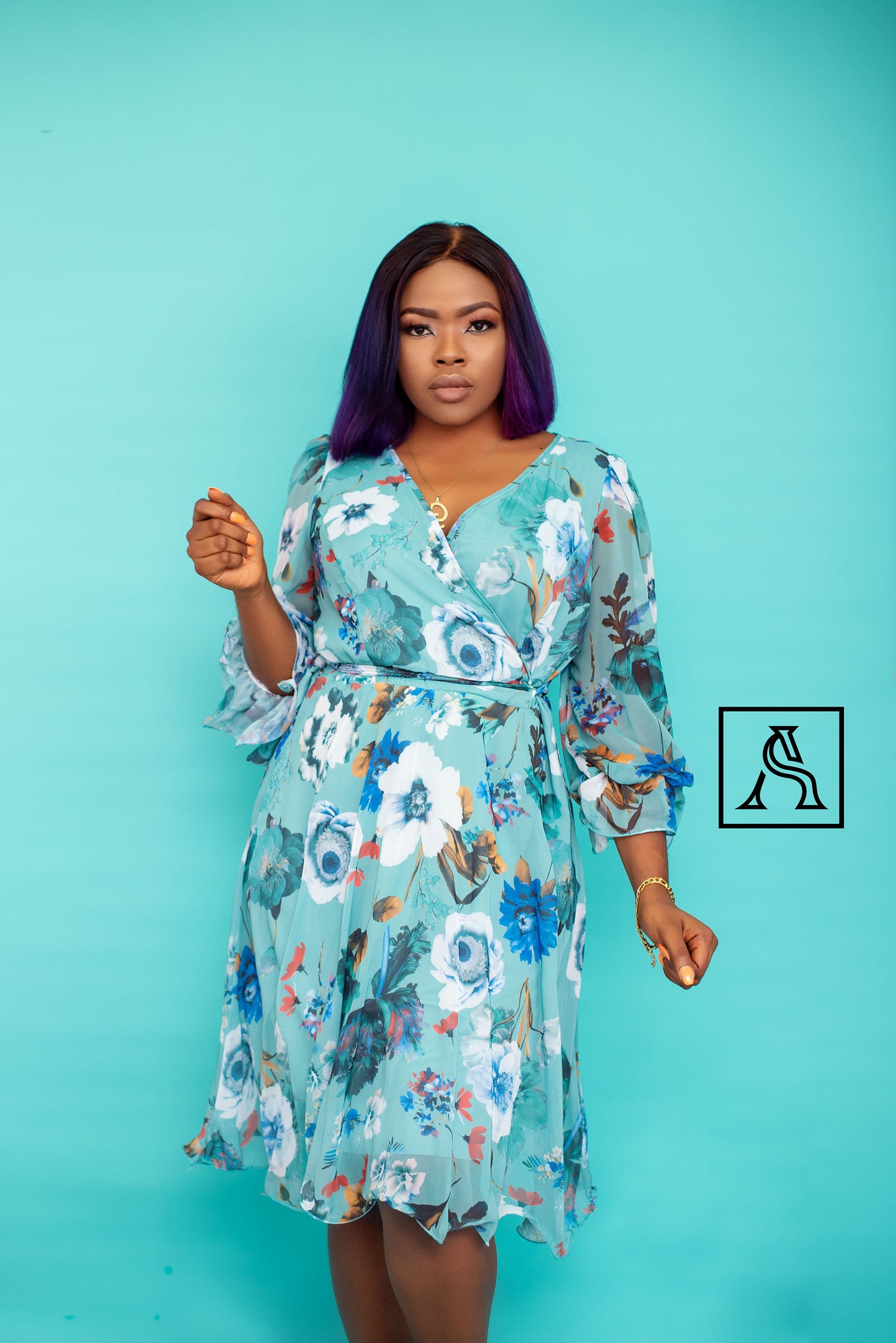 Floral Print Wrap Dress Elegant and Stylish Women's Dress