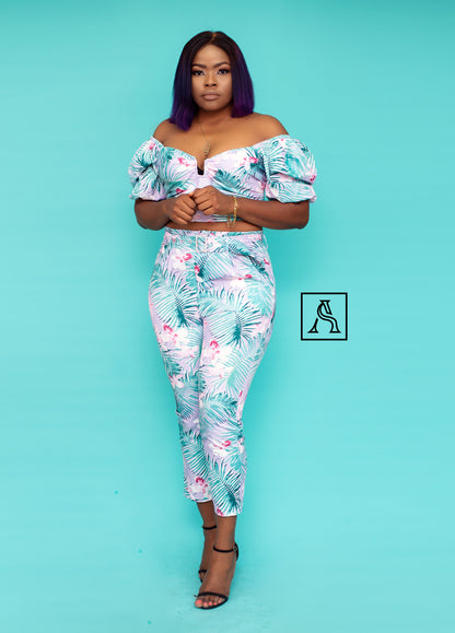 Floral Two-Piece Outfit Chic tropical co-ord set