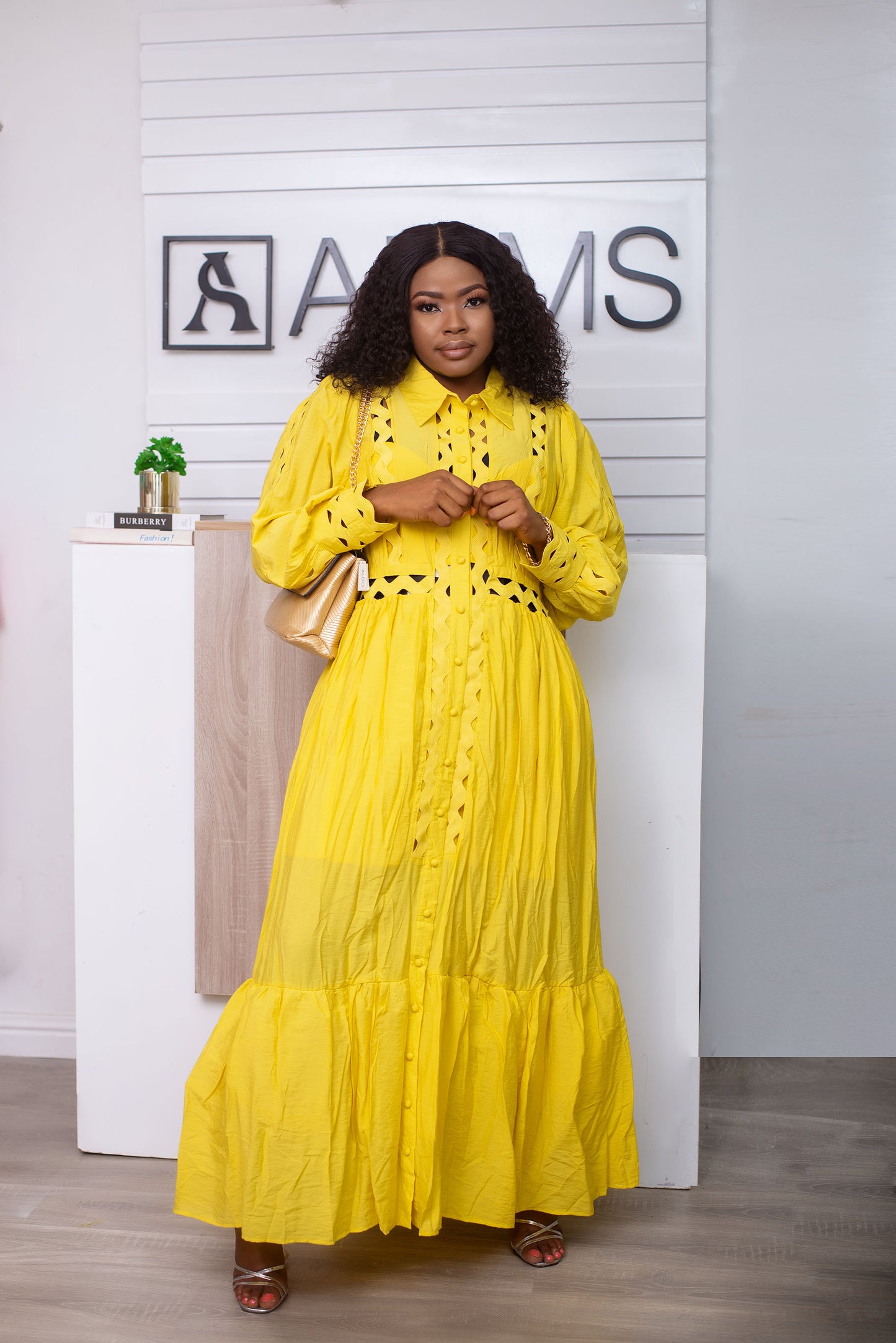 Yellow Long Sleeve Maxi Dress Stylish and vibrant women's wear